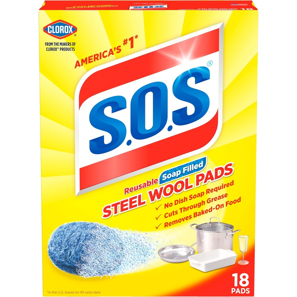 S.O.S Steel Wool Soap Pads, 18 Count