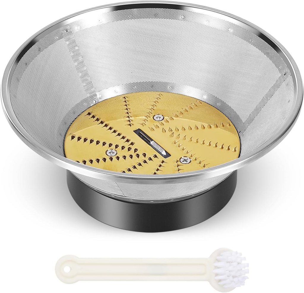 Juicer Replacement Parts Mesh Filter Basket with Titanium-Coated Blade Disk Compatible with Breville Juice Fountain Models JE95XL, JE98XL, BJE200XL, JE900 Includes Brush No Motor Coupling