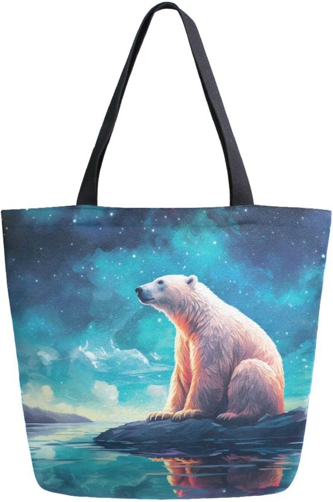 ALAZA Polar Bear (5) Canvas Tote Bag for Women Travel Work Shopping Grocery Top Handle Purses Large Totes Reusable Handbags Cotton Shoulder Bags