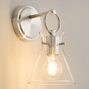 Wall Sconce for Bathroom Modern Vanity Light Fixtures Hardwired Wall Mount Lighting Lamp Farmhouse Wall Lights with 6" Clear Glass Shade for Bedroom Living Room, Brushed Nickel, 1 Pack