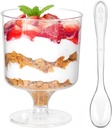 5 oz Mini Dessert Cups with Spoons, 40 Pack Small Dessert Cups Plastic Footed Wine Glasses for Serving Trifles, Appetizers, Puddings, Mousse, Parfait