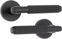 Infinity Decor Pair of Knurled Lever Door Handles on Rose Set Matt Black Interior Pull Handles Ideal for Internal and External Doors