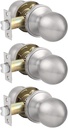 Probrico Ball Passage Door Knobs Handles Hall Closet Keyless Door Lock in Brushed Nickel Finish, 3 Pack