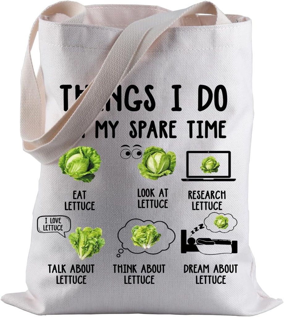 Funny Lettuce Tote Bag Lettuces Lover Gift Things I Do In My Spare Time Shopping Bag for Lettuces Farmer