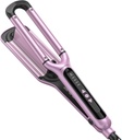 Wavytalk Curling Iron Beachy Waver, Hair Crimpers with 3 Barrel, Ceramic Curling Wand Adjustable Temperature Easy Waves, Dual Voltage, Pink