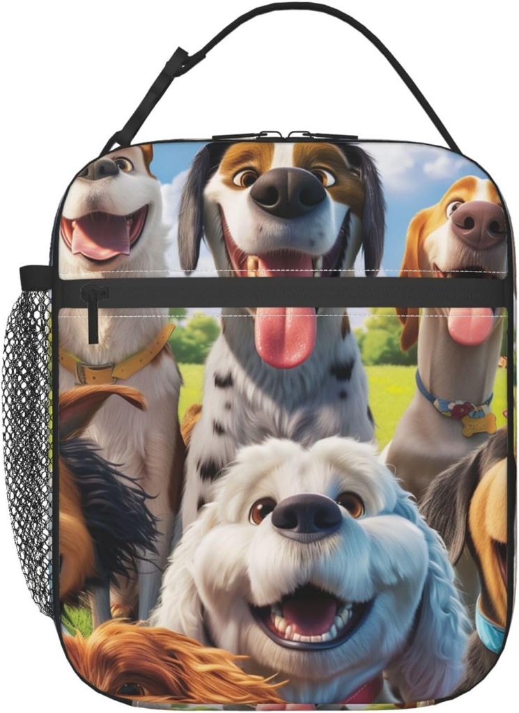 Lunch Box for Kids Girls Boys Funny Selfie Dogs Lunch Bag Cooler Tote Reusable Insulated Pet Lunch Bag Container Gifts for Office Picnic Travel Work School