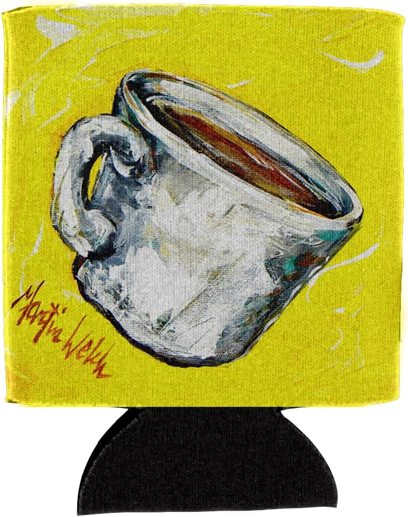 Caroline's Treasures MW1046CC Coffee One Cup Can or Bottle Hugger Cooler Washable Drink Sleeve Collapsible Beverage Insulated Holder, Can Hugger, Multicolor