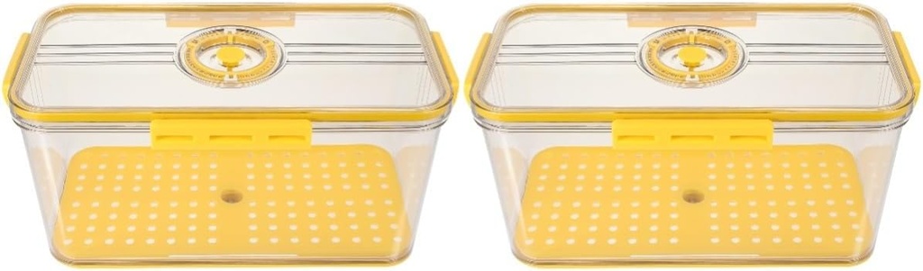 PRETYZOOM 2pcs Box Airtight Bread Box Timer Lid Fruit Storage Container Fridge Organizing Bin