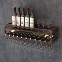 Organize Kitchen Industrial Wine Rack with Glass Holder, Wall-Mounted Metal Wine Bottle Storage Holder, Vintage Wine Shelf, for Bar/Kitchen/Cabinet/Commercial Cellars Clubs (Bronze 100 cm (