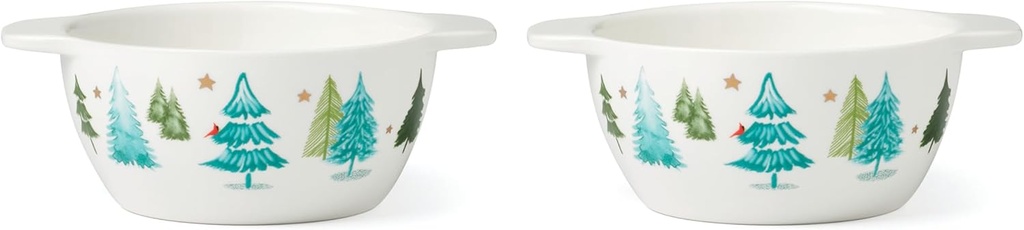 Lenox 895036 Balsam Lane Soup Bowls, Set of 2, 20 oz, Christmas Drinkware, Holiday Hosting