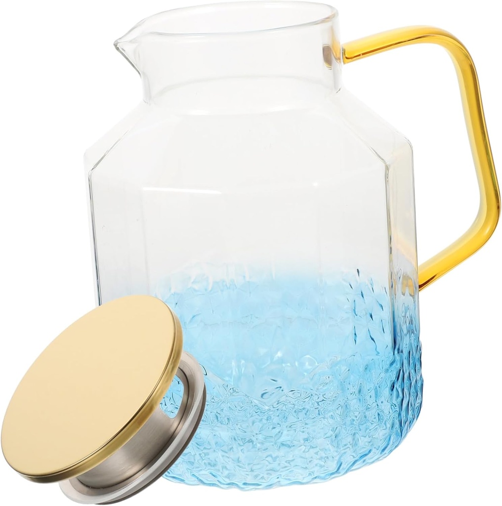 Meticulous Craftsmanship Glass Water Jug Multi-functional Pitcher Lid Ice Tea Maker Low Temperature Resistant Safe Random Color