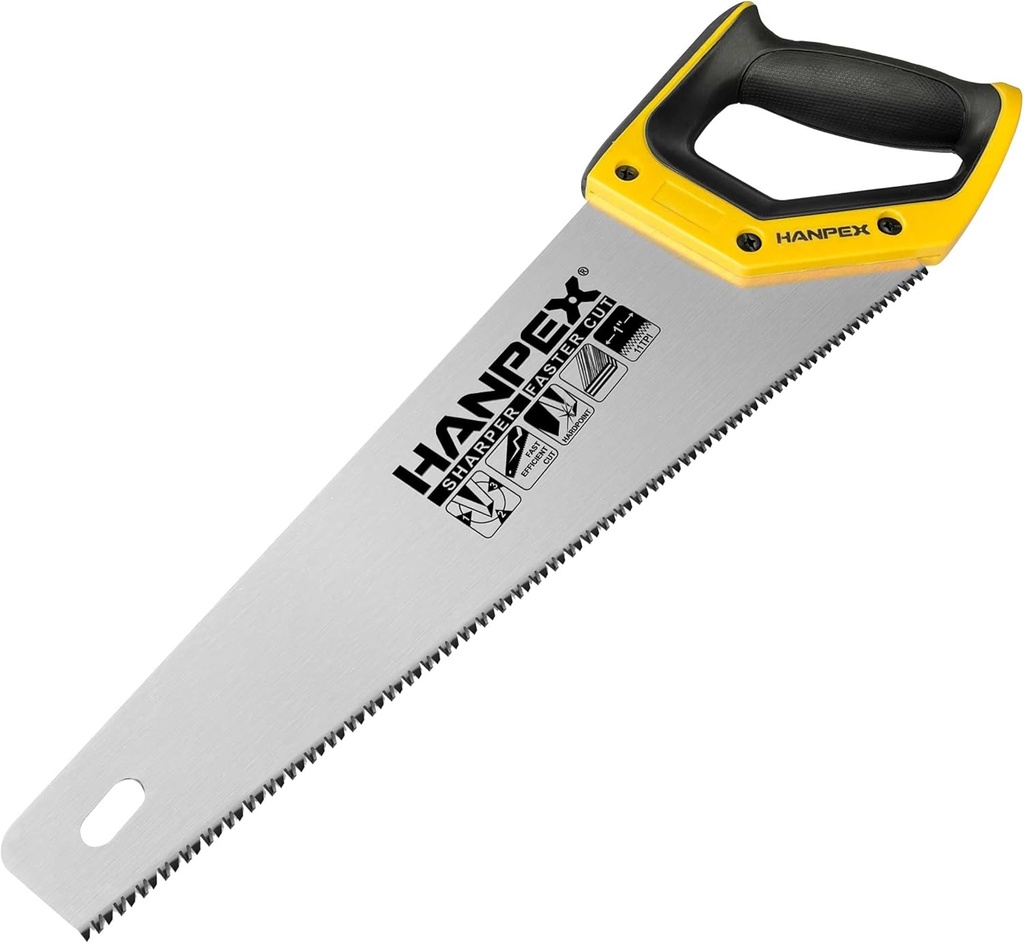 14" Pro Hand Saw, 11 TPI Fine-Cut Handsaw - Sharp Manual Saw Idea for Cutting Wood, Sawing, Gardening, Trimming, Plastic Pipe, Drywall