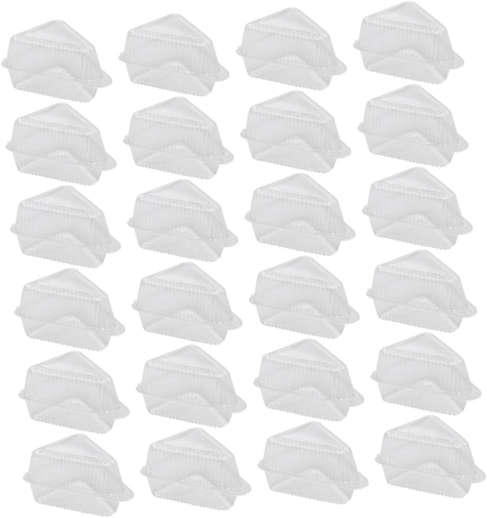 Mobestech 50pcs Clear Plastic Cake Carrier Boxes with Hinged Lids Triangular Slice Containers for Cheesecake and Dessert Storage Food Grade Boxes for Parties Go Orders