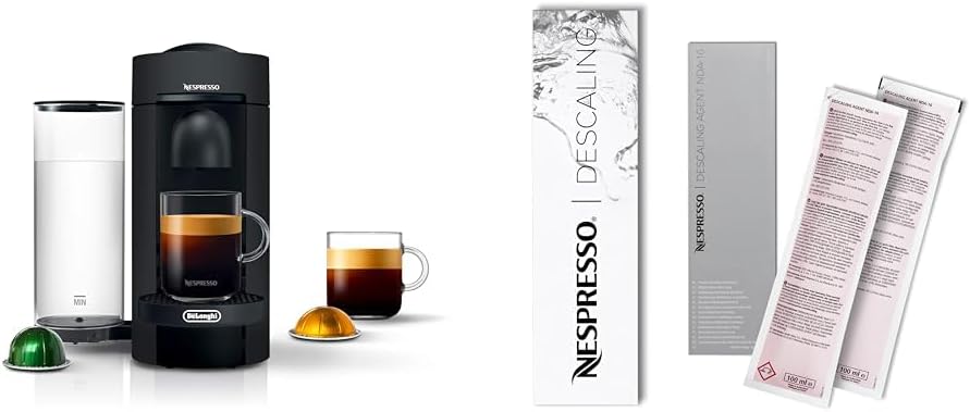 Nespresso Vertuo Plus Deluxe Coffee and Espresso Maker by De'Longhi, Matte Black Descaling Kit