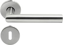 Stainless Steel Construction Hardware Silver Tone L Type Door Handle Set w BB Key Hole TH-13 Model:44as279qo105