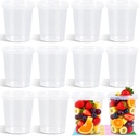 12 Pack 32 oz Clear Plastic Bucket with Lid, Food Storage Containers, Freezer Plastic Cups, Leakproof, BPA Free, Microwave & Dishwasher Safe Takeout Container - Ideal for Soup and More