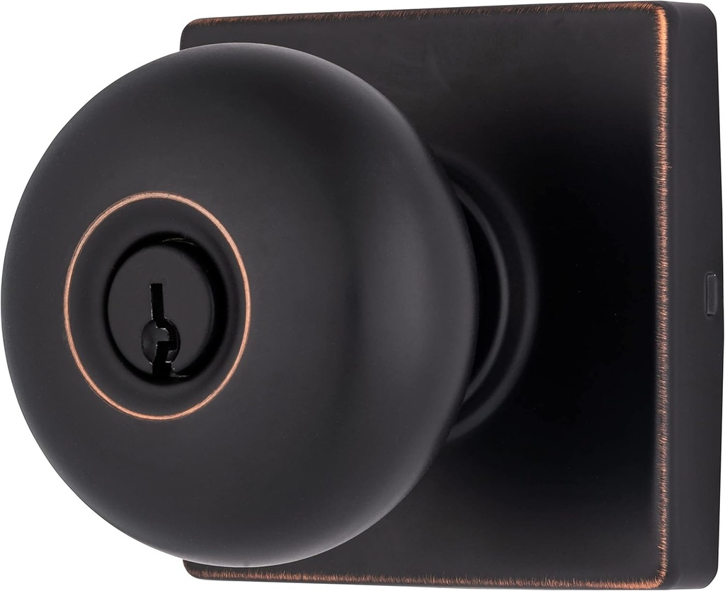 BRINKS Contemporary Keyed Entry Ball Door Knob, Modern Lock Set, Interior Door Knobs for Sleek Home Decor -Tuscan Bronze