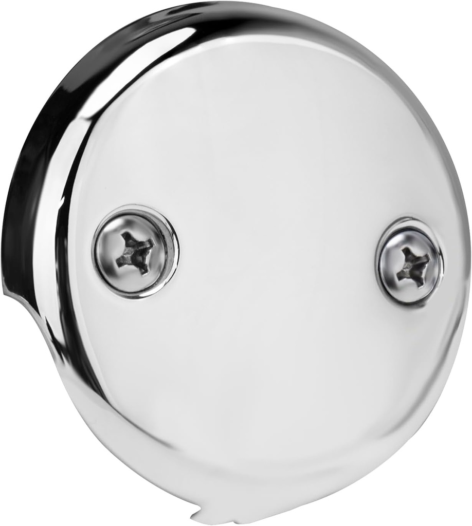 Universal Bathtub Overflow Drain Face Plate 2 Hole Tub Overflow Drain Plate Matching Screws(Chrome)