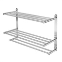 24 Inch Bathroom Shelf 3-Tier Wall Mounting Rack with Towel Bars Stainless Steel Lavatory Bath Towel Shelf Wall Mount Towel Holder
