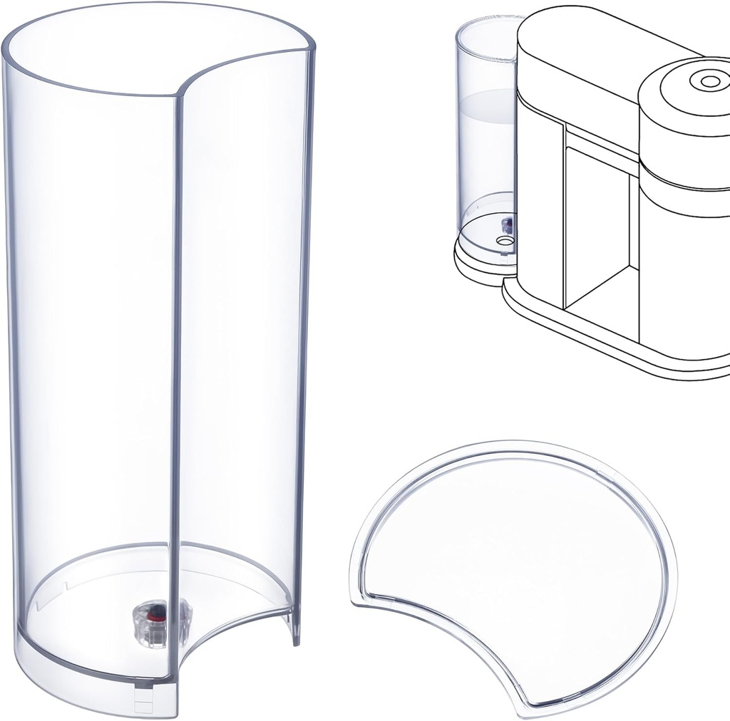 Feekoon Water Tank Reservoir & Lid Cover Replacement Compatible with Nespresso Vertuo Next, Compatible with Krups XN910B XN9105 XN910C Coffee Machine, Coffee Machines Replacement Parts, Clear