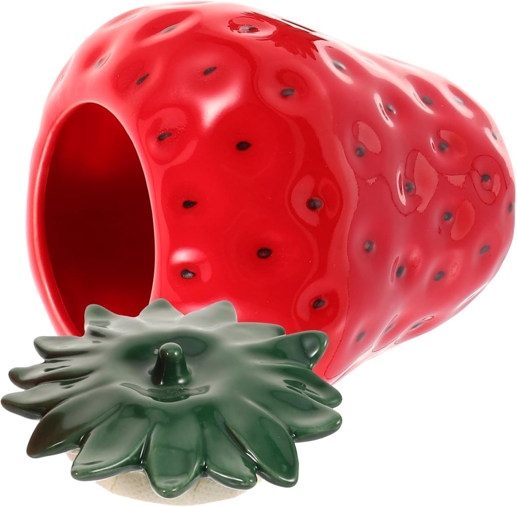 Strawberry Shaped Ceramic Food Storage Jar Airtight Tea Canister and Cookie Jar with Wear Resistant Finish Unique Cute Design for Kitchen Counter and Bulk Snacks Storage