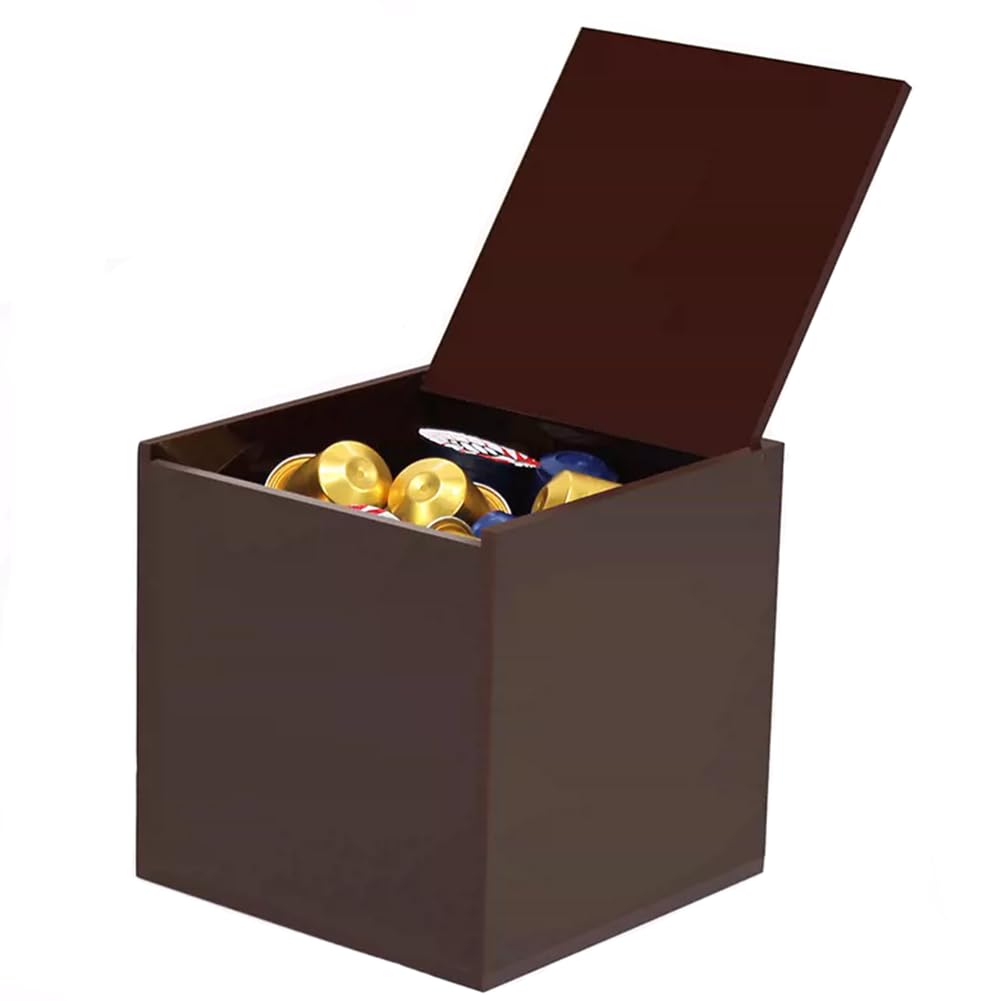 Coffee Capsules Storage Basket,Counter Coffee Caps Acrylic Coffee Storage Box for Nespresso Vertuoline Capsule K Cup Coffee Pod Tea Bag Candy Storage Container(Brown,13cm)