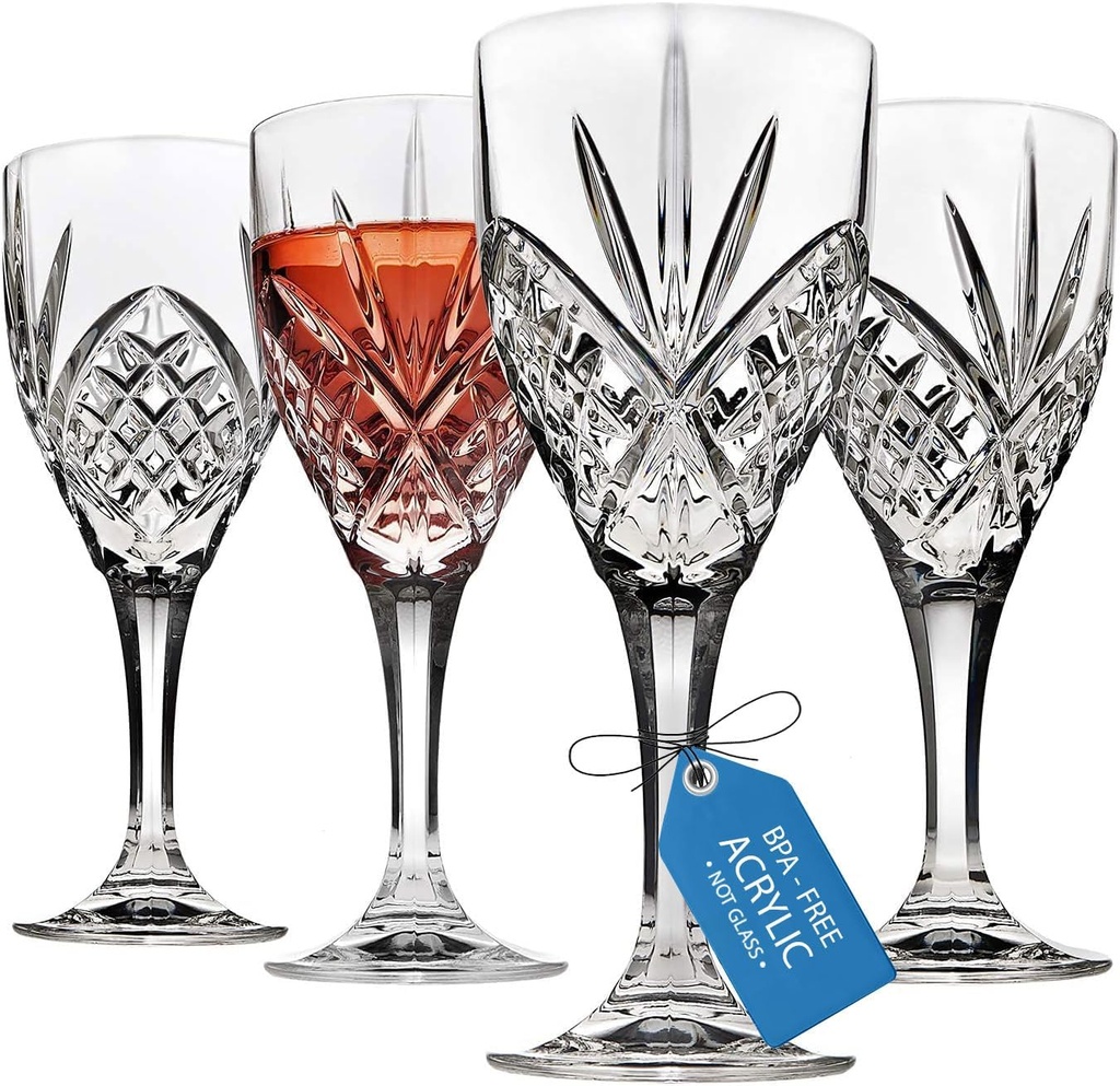 Godinger Wine Glasses Goblets, Shatterproof and Reusable Acrylic - Dublin Collection, Set of 4