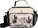Kigai Western Desert Cowboy Insulated Lunch Bag, Reusable Lunch Box, Removable Shoulder Strap Cooler Tote, Meal Picnic Bags for Outdoor, School, Travel, Office
