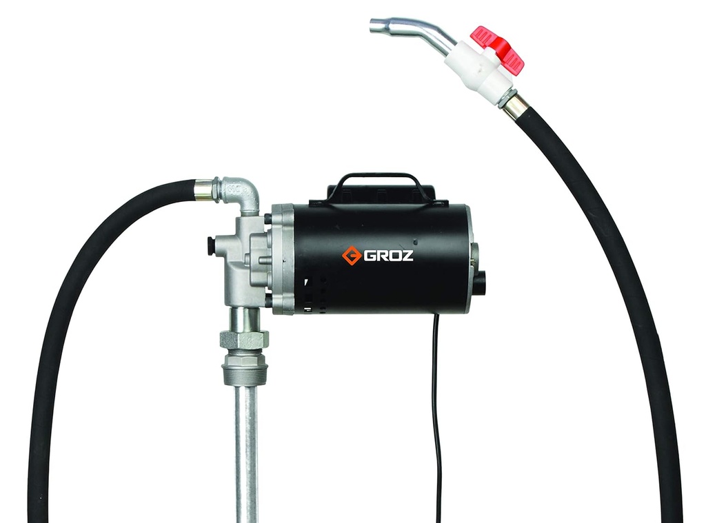 GROZ Heavy Duty Electric Oil Transfer Pump - 110V 115V 120V AC, 8 GPM Flow Rate, Self-Priming with 2-inch Bung Adaptor for 55 Gallon Drums (45555)