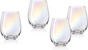 Godinger Wine Glass, Stemless Glasses, Whiskey Glasses, Drinking Glass, Iridescent Set of 4, 19oz