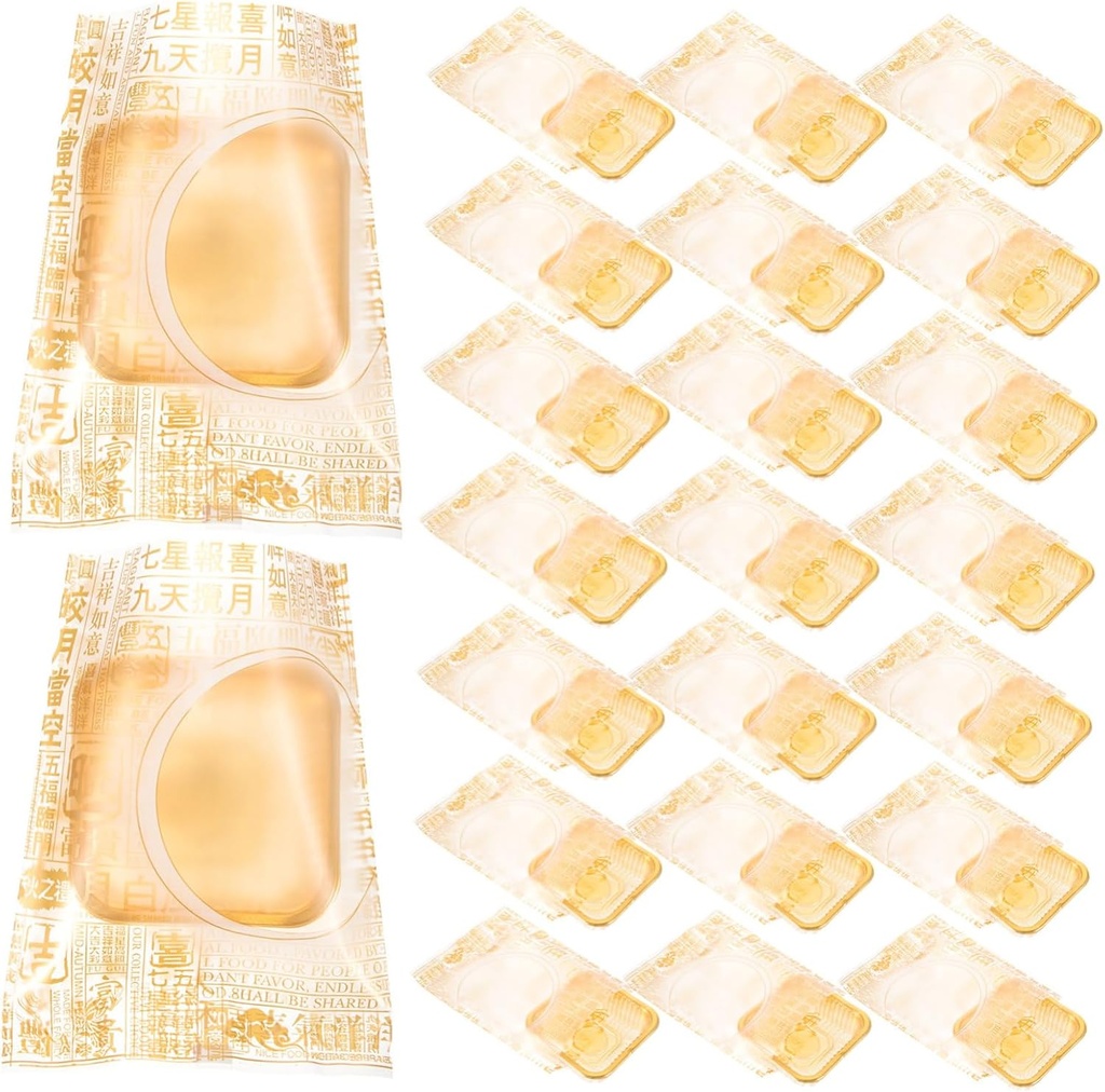 Unomor Moon Cake Packaging Bags with Gold Foil Storage Trays Transparent Dessert Bags for Baking and Handmade Pastries Food Safe Plastic for Home and Shop Use