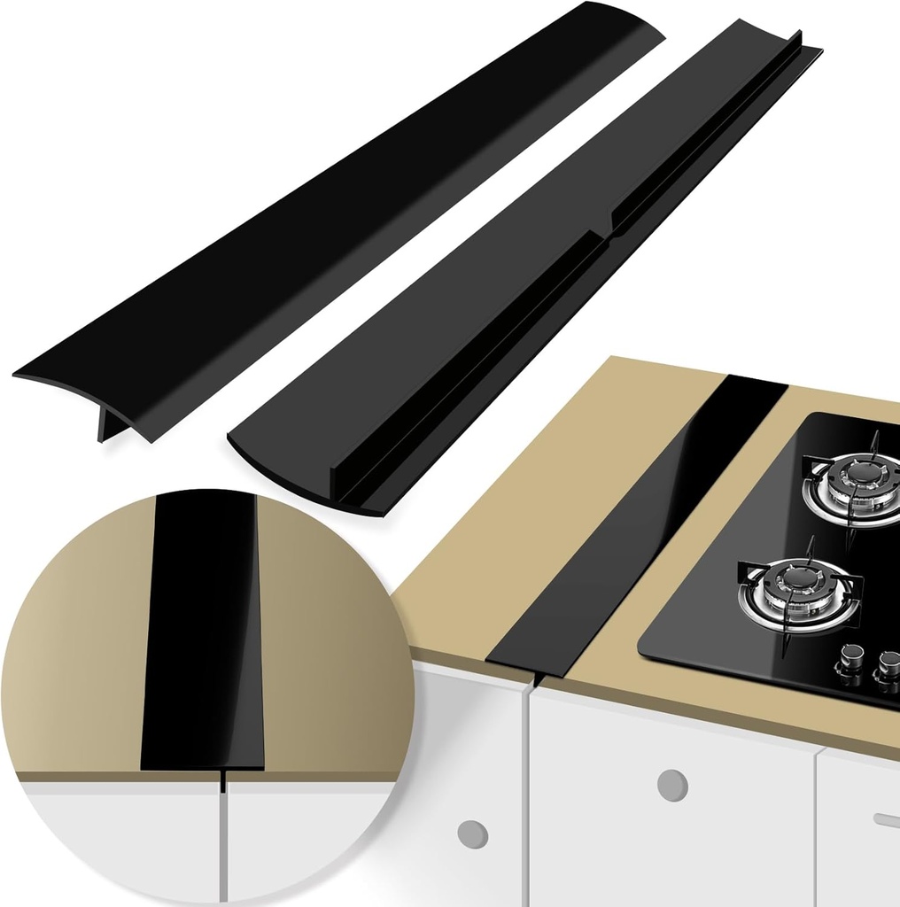 Gap Filler for Stove and Counter - Kitchen Stove Counter Gap Cover Silicone Gap Cover Between Stove and Counter 21 Inches Black