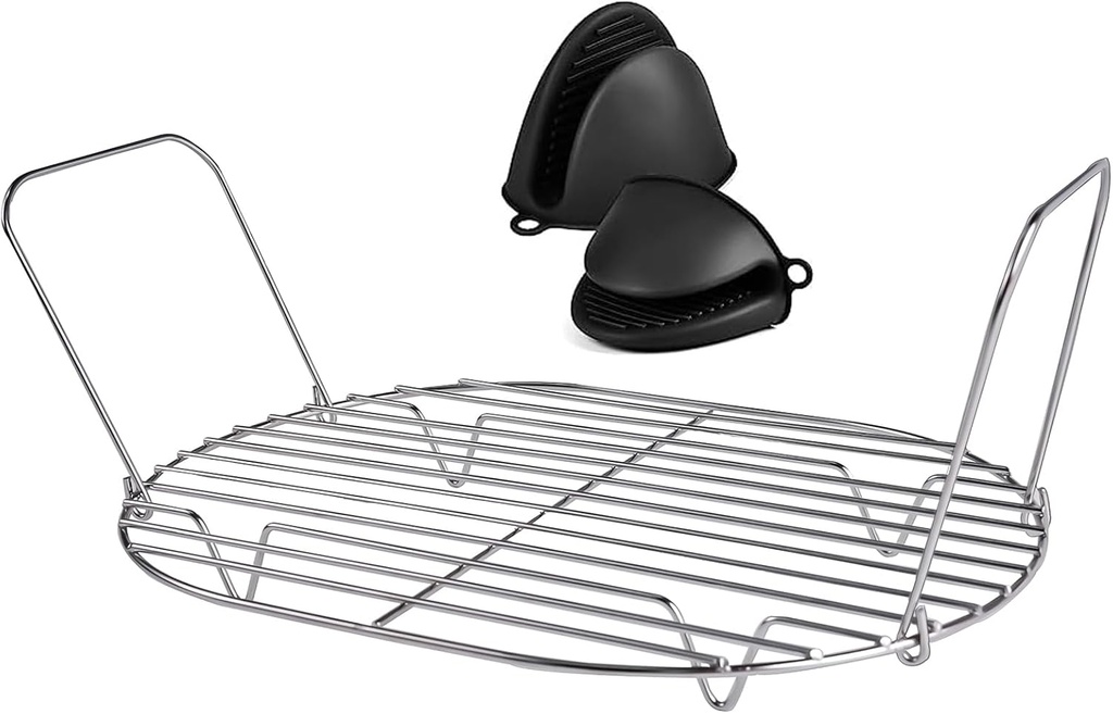 Steam and Roast Rack Compatible with Ninja Foodi Possible Cooker Pro 8.5 Qt MC1000, MC1001, MC1010 Series Slow Oval Pot, Stainless Steel Rack with Silicone Clip