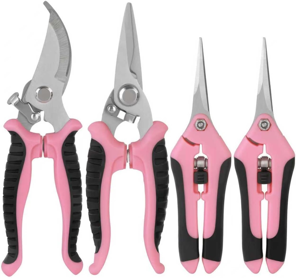 Pruning Shears Garden Scissors Tools: 4pcs Stainless Steel Gardening Clippers for Tree Pole, Hedge, Bonsai, Plants, Vegetable, Gardeners Work Accessories for Flower Arrangement, Yard Landscaping