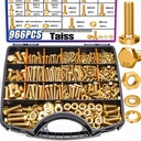 Taiss 966pcs Grade 8.8 Metric Bolt Assortment,Metric Bolts and Nuts Assortment,Bolt Kit M4 M5 M6 M8(12-30mm) Heavy Duty Hex Bolts and Nuts Kit Flat/Lock Washer Yellow Zinc Plated,with Handheld Box