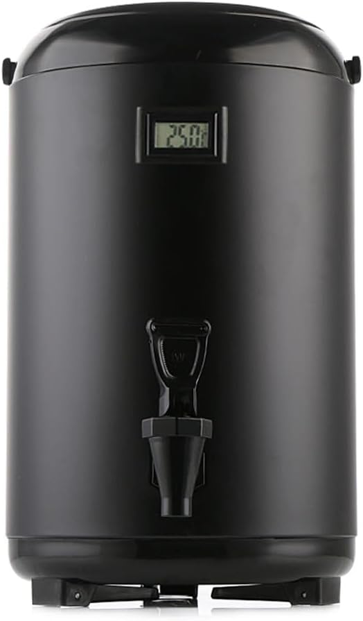 Insulated Beverage Dispenser Hot Beverage Dispenser Stainless Steel Cold and Hot Drink Dispenser with Thermometer, 12L/3.2Gal for Hot Tea&Coffee, Cold Milk, Water,Juice, BLACK