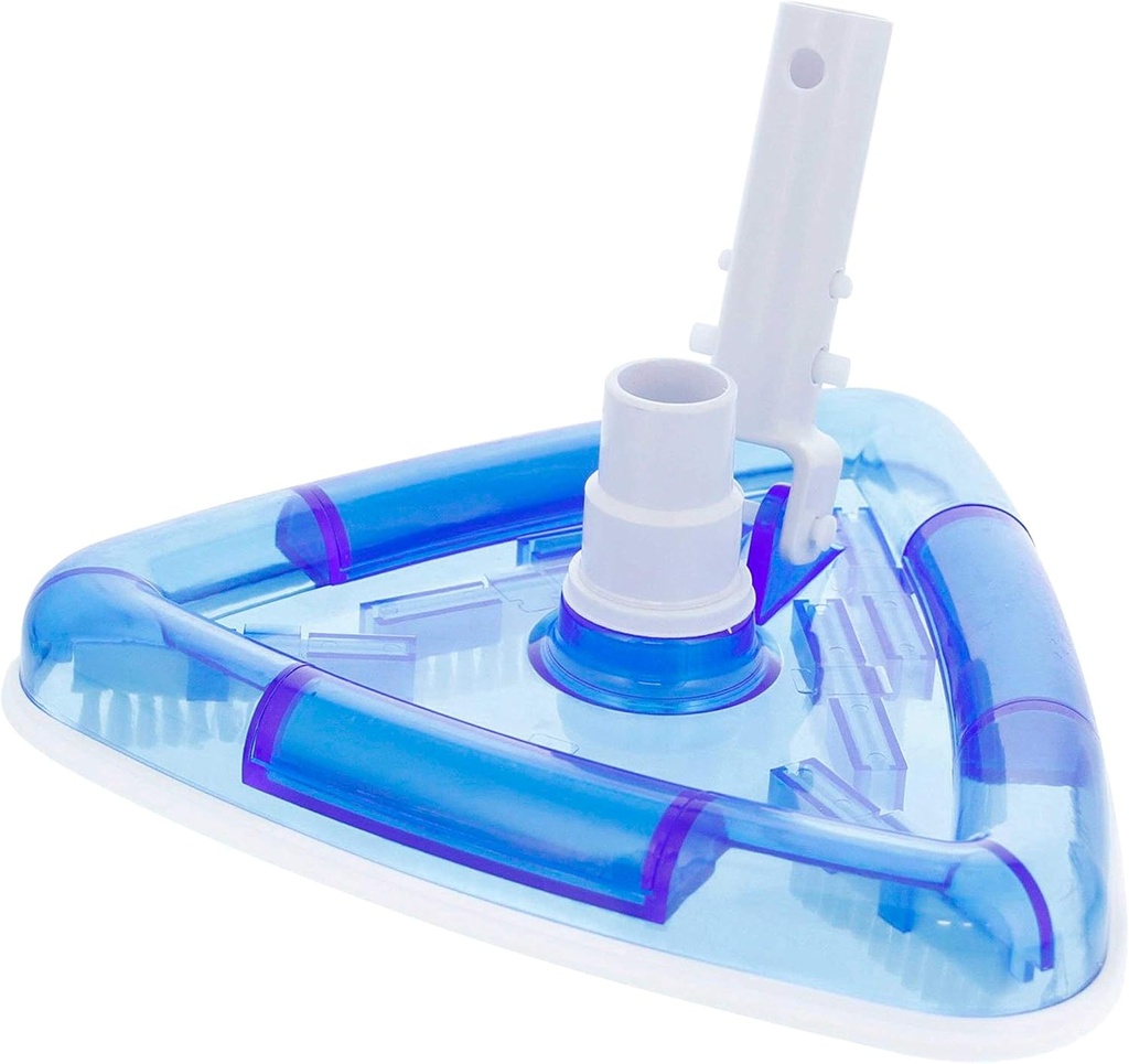 U.S. Pool Supply Weighted Transparent Triangular Pool Vacuum Head with Swivel Hose Connection and EZ Clip Handle - Connect 1-1/4" or 1-1/2" Hose - Removes Debris, Clean Corners - Safe for Vinyl Pools