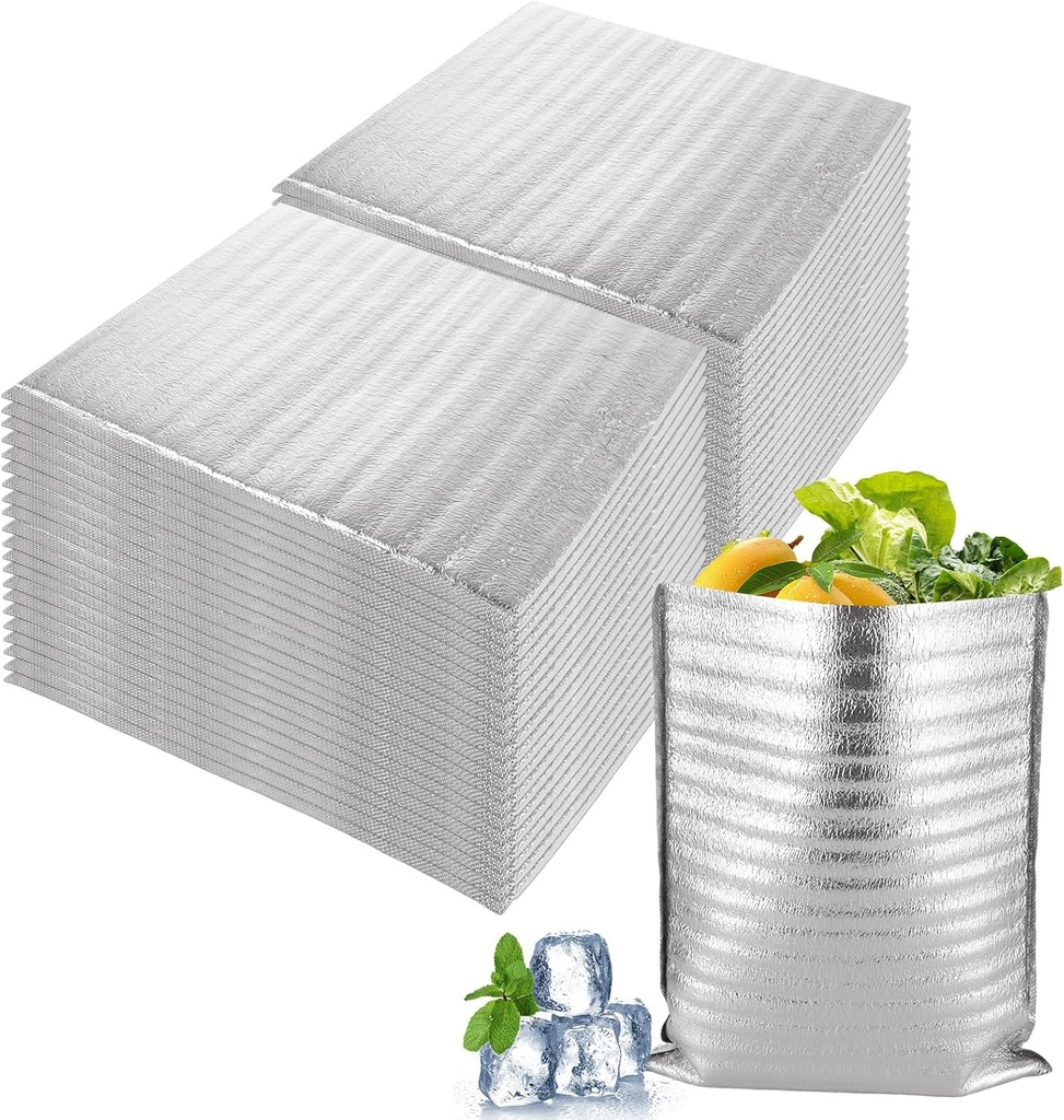 25PCS Reusable Insulation Bags, 13.8'' x 15.7'' Thermal Box Liners Metalized Box Liners for Shipping, Lunch, Frozen Food