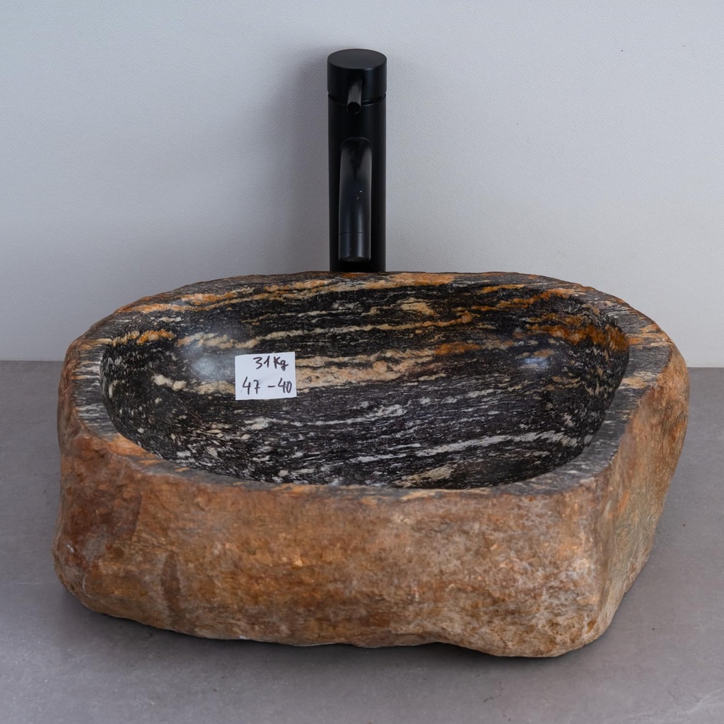183 - Handcrafted Irregular River Stone Vessel Sink; Real Stone Sink; Unique Vessel Sink - Choose Your Design Under 'Color' Options