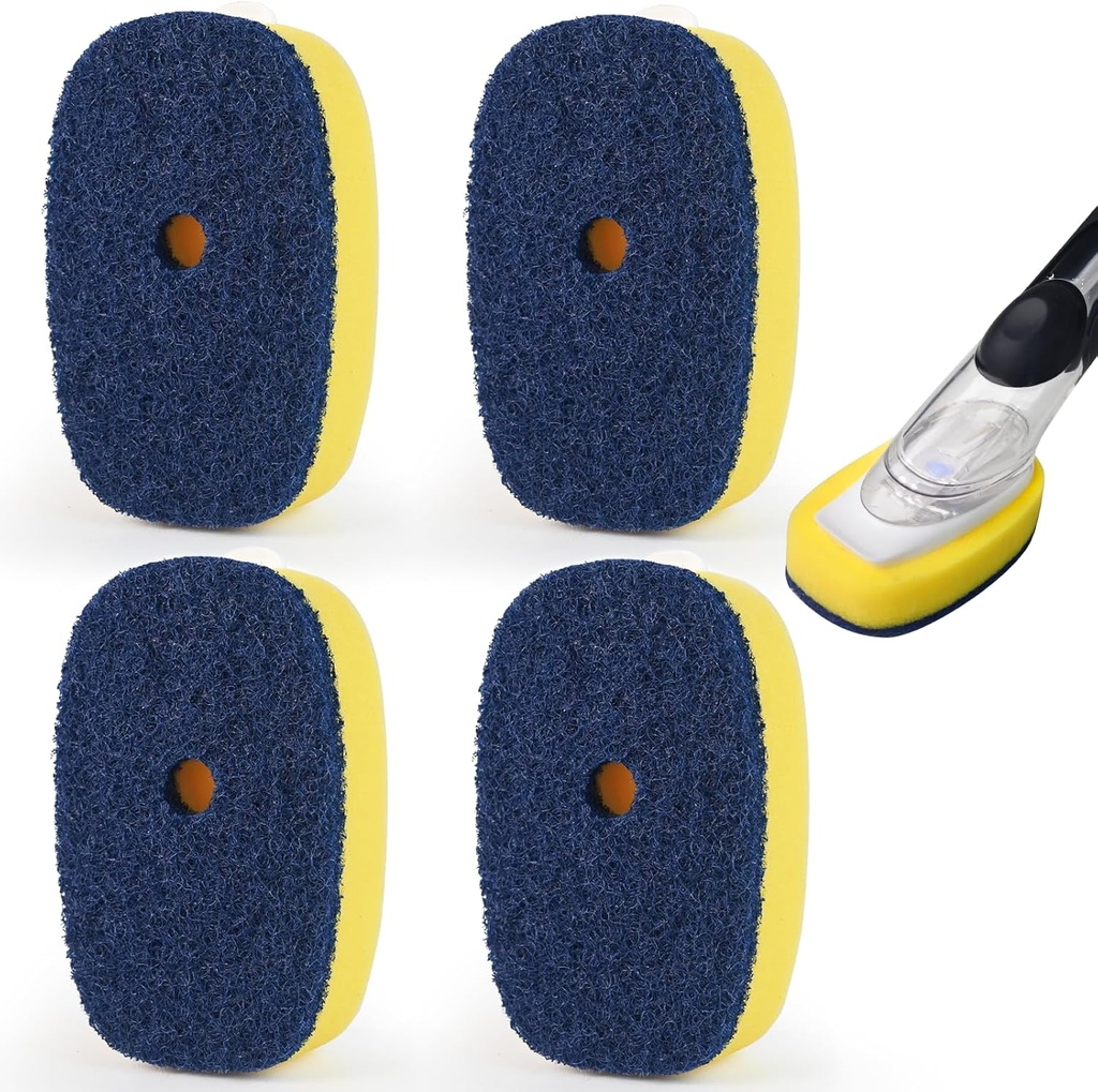 Sponge Brush Refills for OXO Soap Dispensing Dish Brush - 4 Pack Dish Cleaning Soap Dispensing Head Replacement for Scrubber