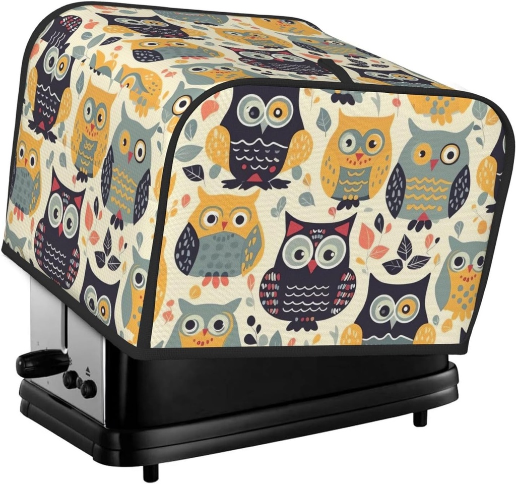 4 Slice Toaster Covers Bread Machine Cover Quilted Dustproof Fingerprint Protectors Small Washable Appliance Cover Animal Cartoon Owls Cute Bread Maker Dust Protection Universal Size