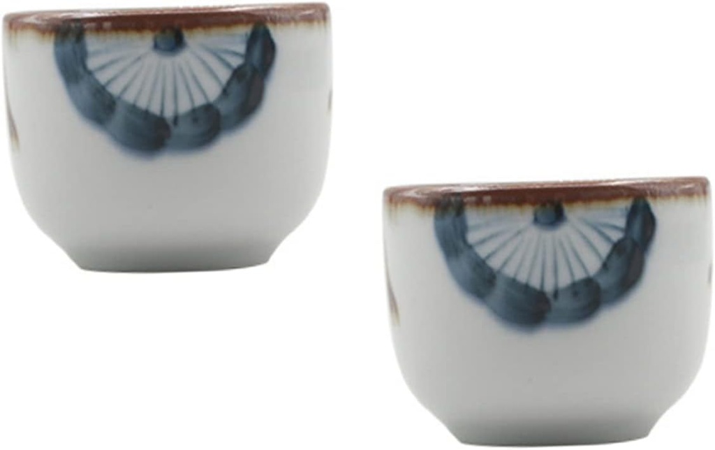 2pcs Ceramic Sake Cups Japanese Decorations Hand Painted Flower Tea Cup Japanese Tea