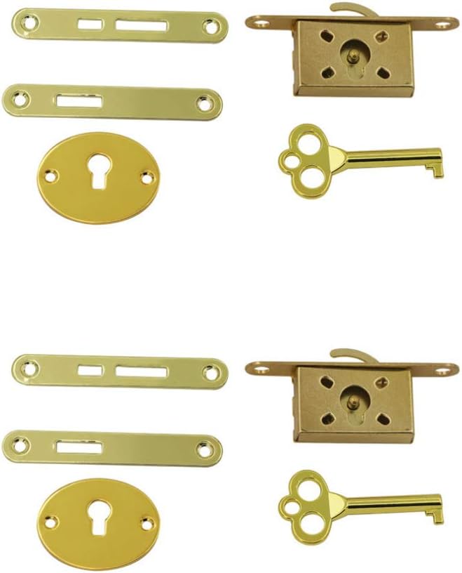 2 Pack Wood Box Locks, Vintage Case Locks Metal Latch Small Locks Antique Jewelry Box Locks Woodworking DIY Hardware (Gold)
