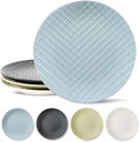 HASENSE Dinner Plates, 10 Inch Ceramic Dishes Set of 4 for Kitchen, Embossed Porcelain Plates for Restaurant, Microwave Oven and Dishwasher Safe, Colorful