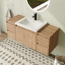 48 Inch Floating Vanity, 48" Bathroom Vanity with Sink, Wall Mounted Vanity Combo, Modern Brown Bathroom Vanity Set with 2 Doors and 4 Drawers