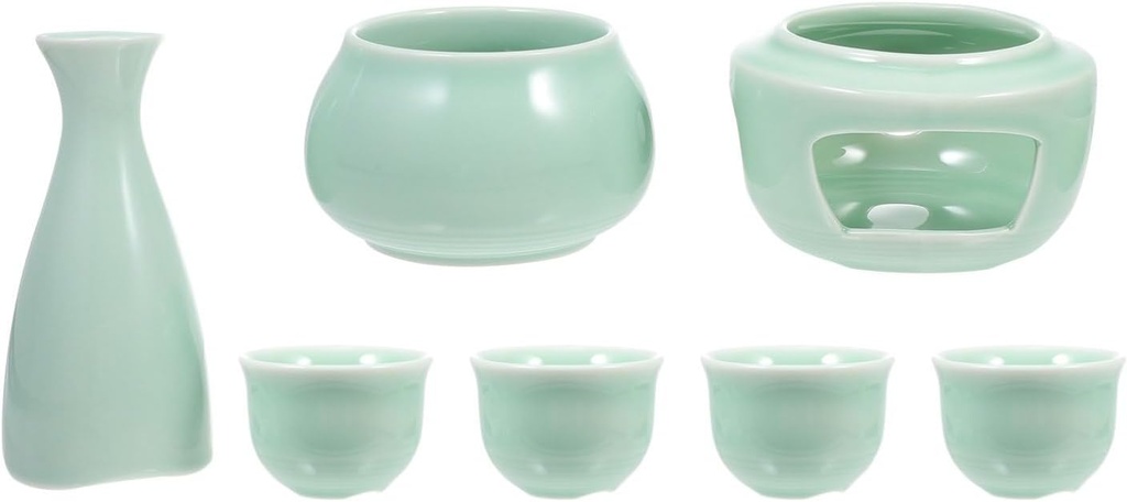 HEALLILY Japanese Sake Serving Set Ceramic Wine Warmer Elegant Sake Cup Multi-functional Home Supplies