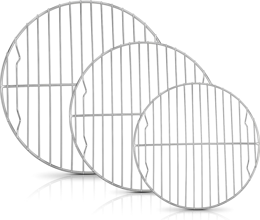 Herogo Round Baking Rack Set of 3, 10.6” & 9” & 7.6”, Stainless Steel Cooling Cooking Racks, Grill Steamer for Oven Pot Air Fryer Canning, Rust Free, Dishwasher Safe