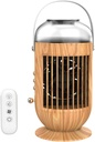 Personal Mini Evaporative Cooler Fan,Portable Quiet Fan with 400 ml Water Tank,LED Light,3 Speeds,Portable Air Conditioner Fan Humidifier for Room Home Office,Wood grain color with remote control