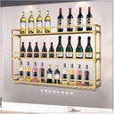 Wall Mounted Wine Rack With LED Light, Floating Liquor Bottle Display Shelf, Wine Glass Holder, 3-Tier Wall Bar Shelves, Hanging Wine Glass Rack, Wall-Mounted Wine Racks For Dining Room Kitchen Cellar