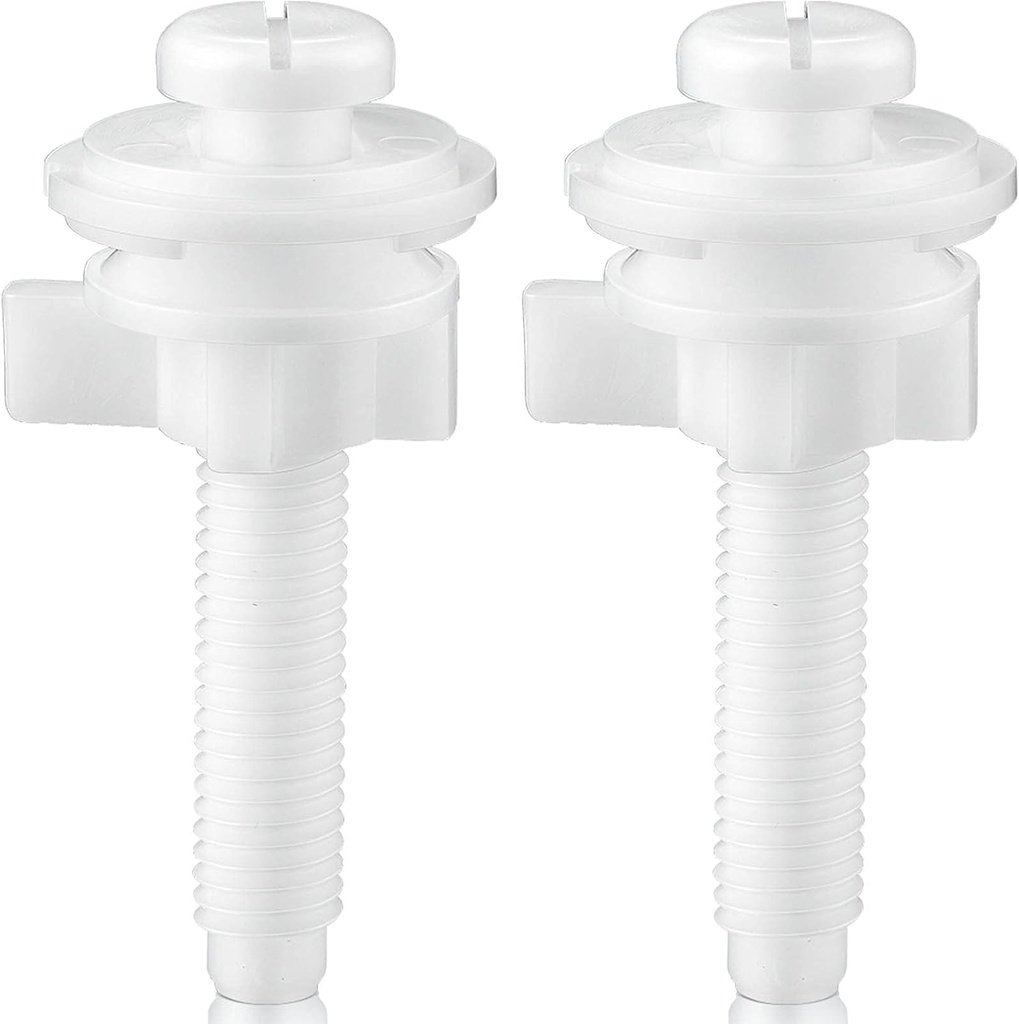 Jetec 2 Pieces Toilet Seat Screws Replacement Kit Plastic Bolts with Plastic Nuts and Washers Parts Kit for Fixing The Top Toilet Seat, White